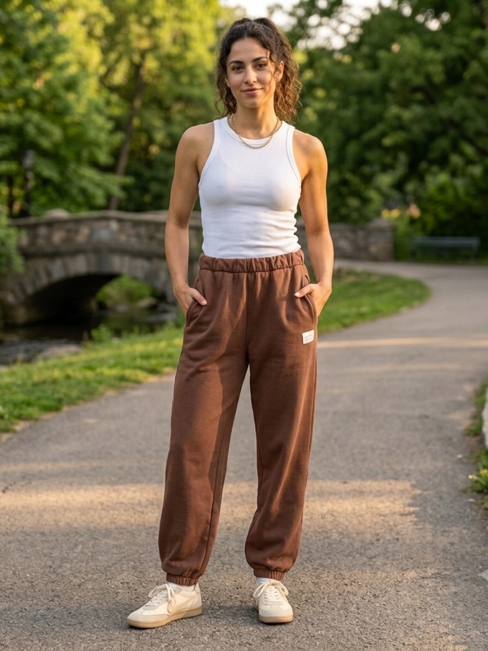 Hollister Women’s XS Brown Cotton Blend Jogger Sweatpants Elastic Waist